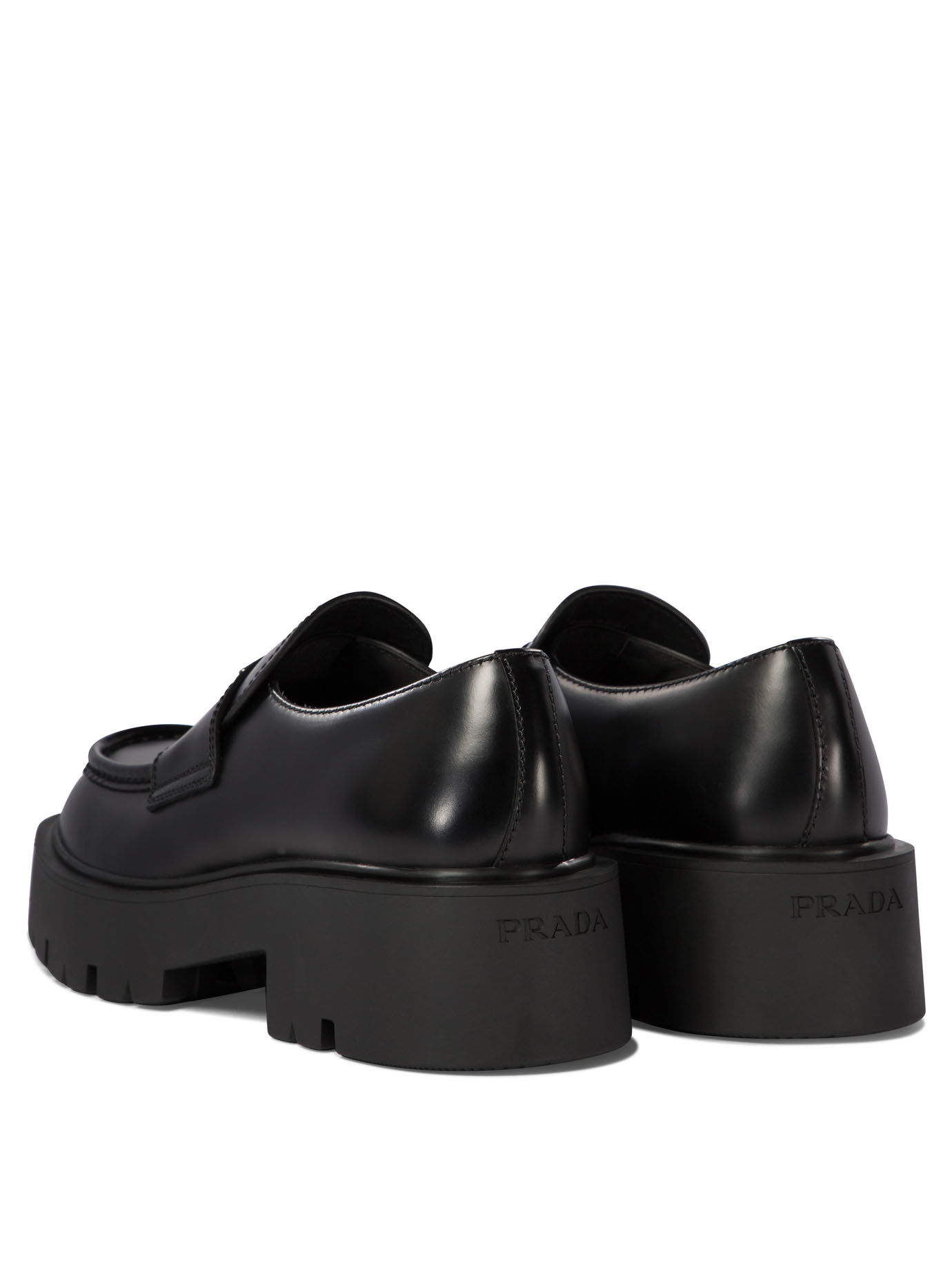 PRADA Black   Brushed leather loafers